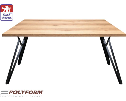 Stolový set Standard 150 x 80 x 75 cm, tloušťka 38 mm, dub zlatý Jídelní stůl s deskou v dřevěném vzhledu a černým kovovým rámem