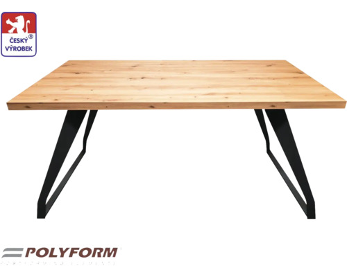 Stolový set City 150 x 80 x 75 cm, tloušťka 38 mm, dub zlatý Jídelní stůl s dřevěnou deskou a černými kovovými nohami