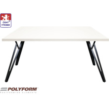 Bílý psací stůl s černým kovovým rámem a pečetí Český výrobek