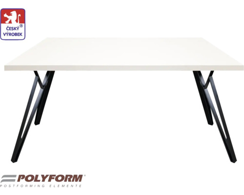 Stolový set Standard 150 x 80 x 75 cm, tloušťka 38 mm, bílý Bílý psací stůl s černým kovovým rámem a pečetí Český výrobek