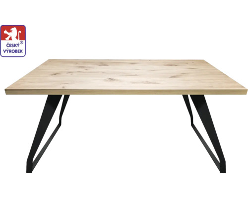 Stolový set Standard 150 x 80 x 75 cm, tloušťka 38 mm, dub nature Stůl s deskou s dřevěným vzhledem a černým kovovým rámem