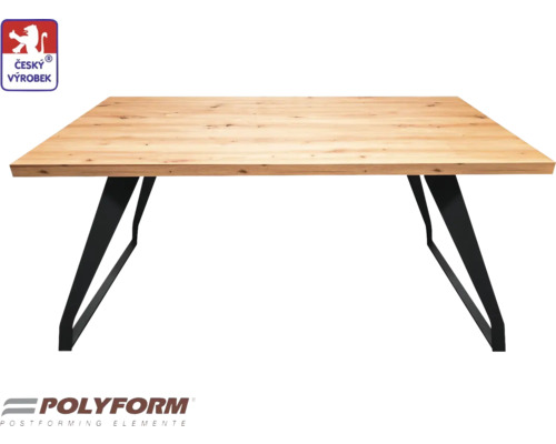 Stolový set City 150 x 80 x 75 cm, tloušťka 38 mm, dřevo královské Jídelní stůl s dřevěnou deskou a kovovýma nohama