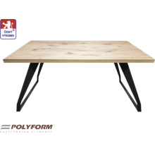 Obdélníkový jídelní stůl s dřevěnou deskou a kovovými nohami