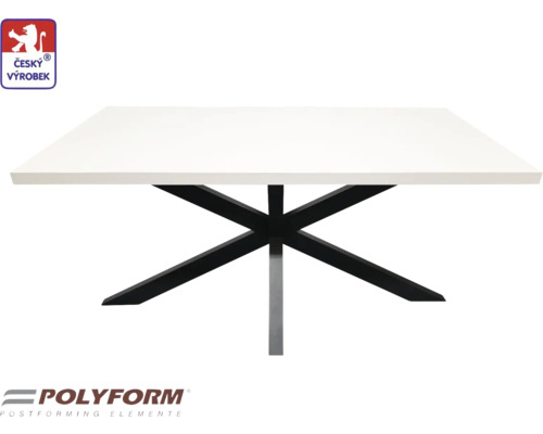 Stolový set Ježek 180 x 90 x 75 cm, tloušťka 38 mm, bílý Jídelní stůl s deskou a kovovým rámem