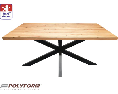 Stolový set Ježek 180 x 90 x 75 cm, tloušťka 38 mm, dřevo královské Čtvercový jídelní stůl s dřevěnou deskou a kovovou nohou