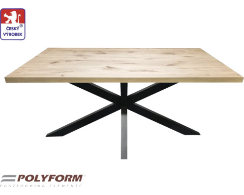 Stolový set Ježek 180 x 90 x 75 cm, tloušťka 38 mm, dub nature Jídelní stůl s deskou s dřevěným vzhledem a kovovýma nohama