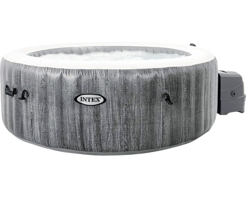 Nafukovací vířivka se vzhledem dřeva a logem Intex