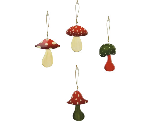 Dekorativní houbové přívěsky se šňůrkami na zavěšení