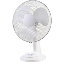 Bílý stolní ventilátor s ochrannou mřížkou