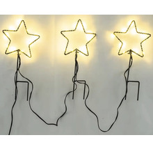 Tři svítící hvězdicové zahradní kolíky s kabelovým připojením