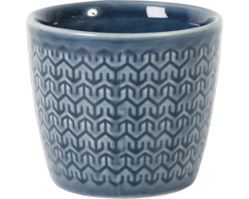 Modrý květináč se vzorem