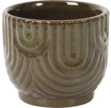 Dekorativní keramický květináč s rýhovaným vzorem