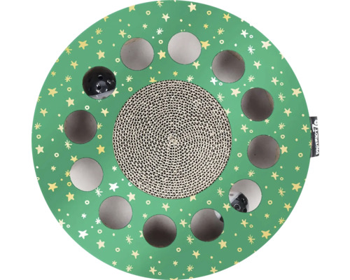 Hračka pro kočky s plochou na škrábání a míčkem