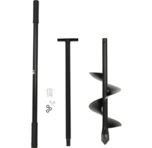 Zemní vrták s rukojetí, vrtací hlavou a upevňovacím materiálem