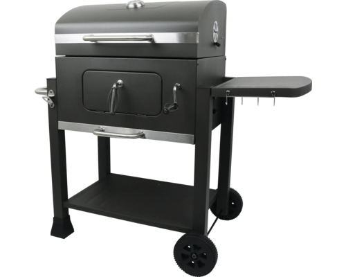 Gril na dřevěné uhlí s odkládací plochou a kolečky