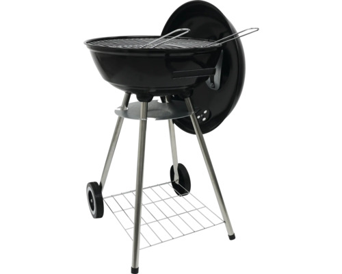 Kulatý gril s grilovacím roštem, víkem a odkládací plochou