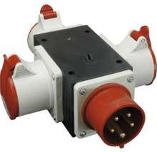 Trojitá nástěnná zásuvka s pětipólovou zástrčkou