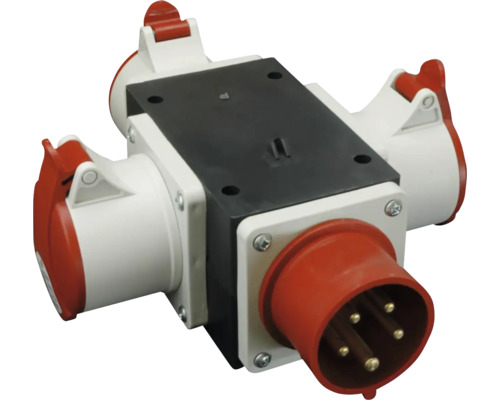 Trojitá nástěnná zásuvka s pětipólovou zástrčkou