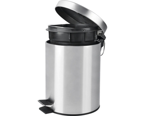 Nerezový odpadkový koš s otevřeným víkem
