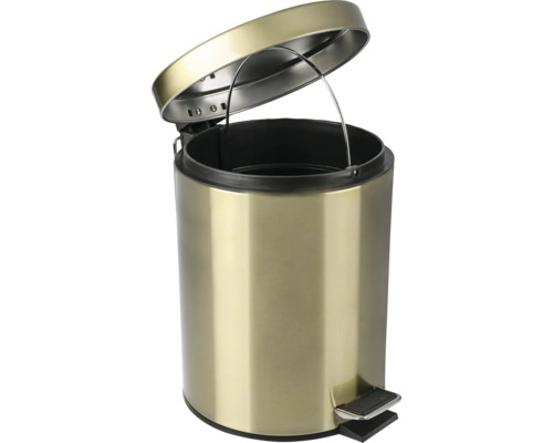 Otevřený zlatý odpadkový koš s pedálem pro vnitřní použití