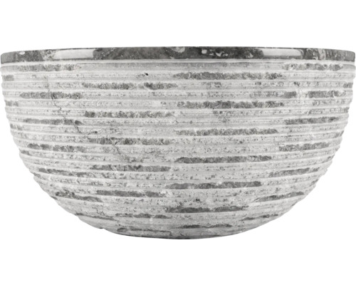 Dekorativní kamenná miska na rostliny s rýhovanou texturou