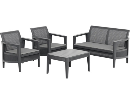 Zahradní nábytek set s pohovkou, dvěma křesly a stolem