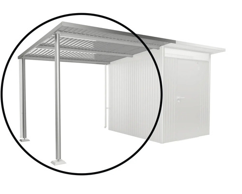 Kovový přístřešek pro auto se sloupy a střešní konstrukcí