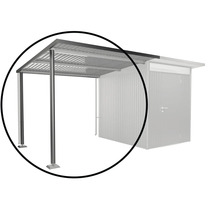 Přístřešek s kovovými sloupky a střechou