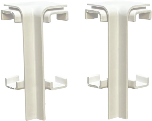 Vnitřní roh soklové lišty SPC White Dva rohovníky pro radiátorové trubky