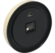 Zadní strana nástěnných hodin s hodinovým strojkem a závěsným zařízením