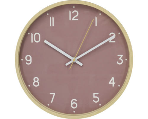 Kulaté nástěnné hodiny s ciferníkem a dřevěným rámem