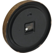 Zadní strana nástěnných hodin s dřevěným rámem a hodinovým strojkem