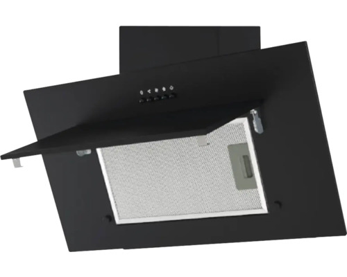 Černý odsavač par s kovovým tukovým filtrem