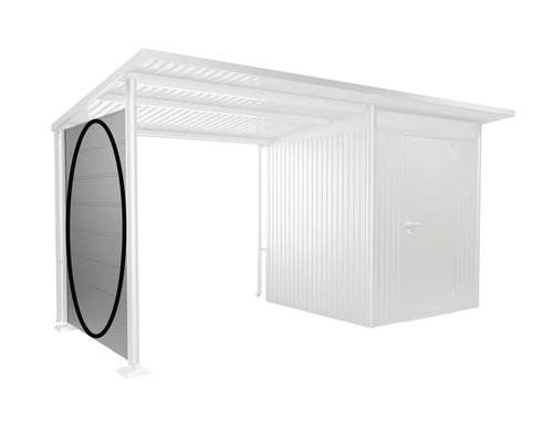 Kůlna na nářadí s boční stěnou pro uložení zahradního nářadí a nástrojů