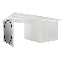 Kovový zahradní domek s přístavbou