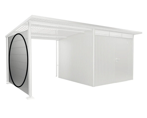 Kovový zahradní domek s přístavbou
