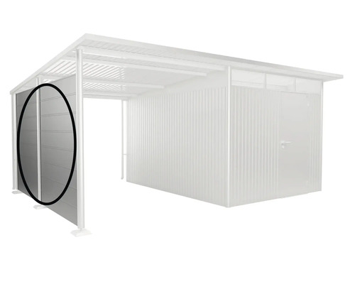 Kovová kůlna na nářadí s boční stěnou