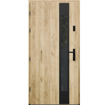 Vchodové dveře se skleněnou vložkou a dřevěnou strukturou