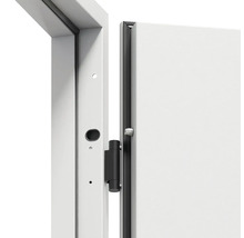 Detail dveří s rámem a závěsy