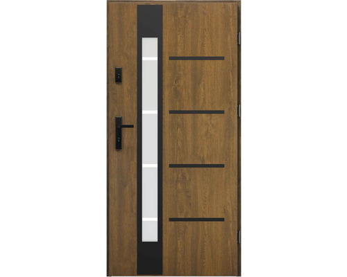 Vchodové dveře se skleněnou vložkou a vodorovnými ozdobnými prvky