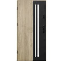 Vchodové dveře s dřevěným efektem a dvěma skleněnými panely