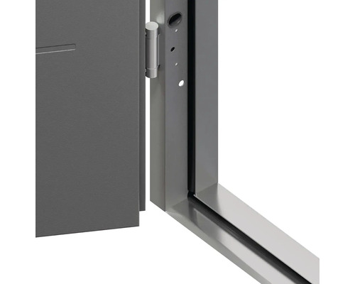 Detailní pohled na dveře s kováním a rámem