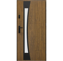 Vchodové dveře se skleněnou vložkou a vzhledem dřeva