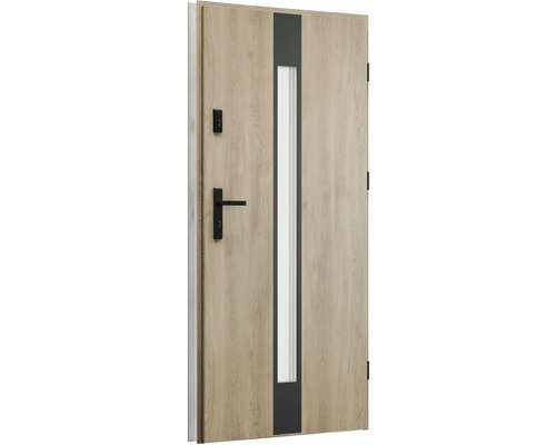 Vchodové dveře se skleněnou vložkou a dřevěným dekorem