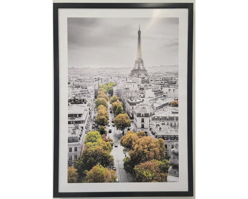 Obraz v rámu Město III. Paříž 53 x 73 cm Zarámovaný obraz s výhledem na Paříž a Eiffelovu věž