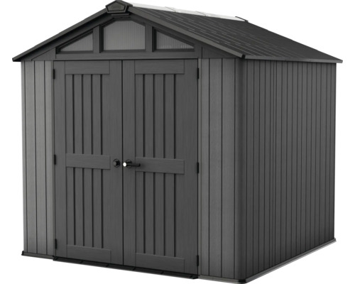 Plastový zahradní domek s dvoukřídlými dveřmi a světlíkem