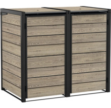 Dvojitý box na popelnice z kovu a dřeva