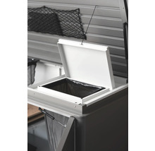 Venkovní systém třídění odpadu s otevřeným víkem a sáčkem na odpadky