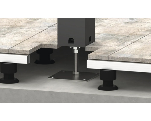 Zvýšená konstrukce terasy s výškově nastavitelnými terči