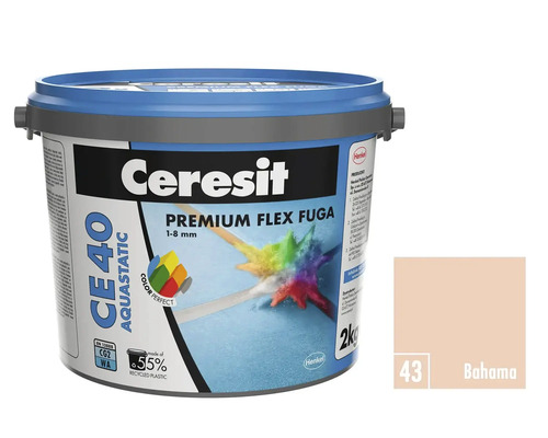Spárovací hmota CERESIT CE 40 Aquastatic 2 kg 43 bahama Ceresit CE 40 Aquastatic Premium Flex spárovačka 1-8 mm v kbelíku s ukázkou barvy